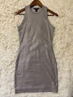 Forever 21 Metallic Taupe Ribbed Sleeveless Mini Dress
